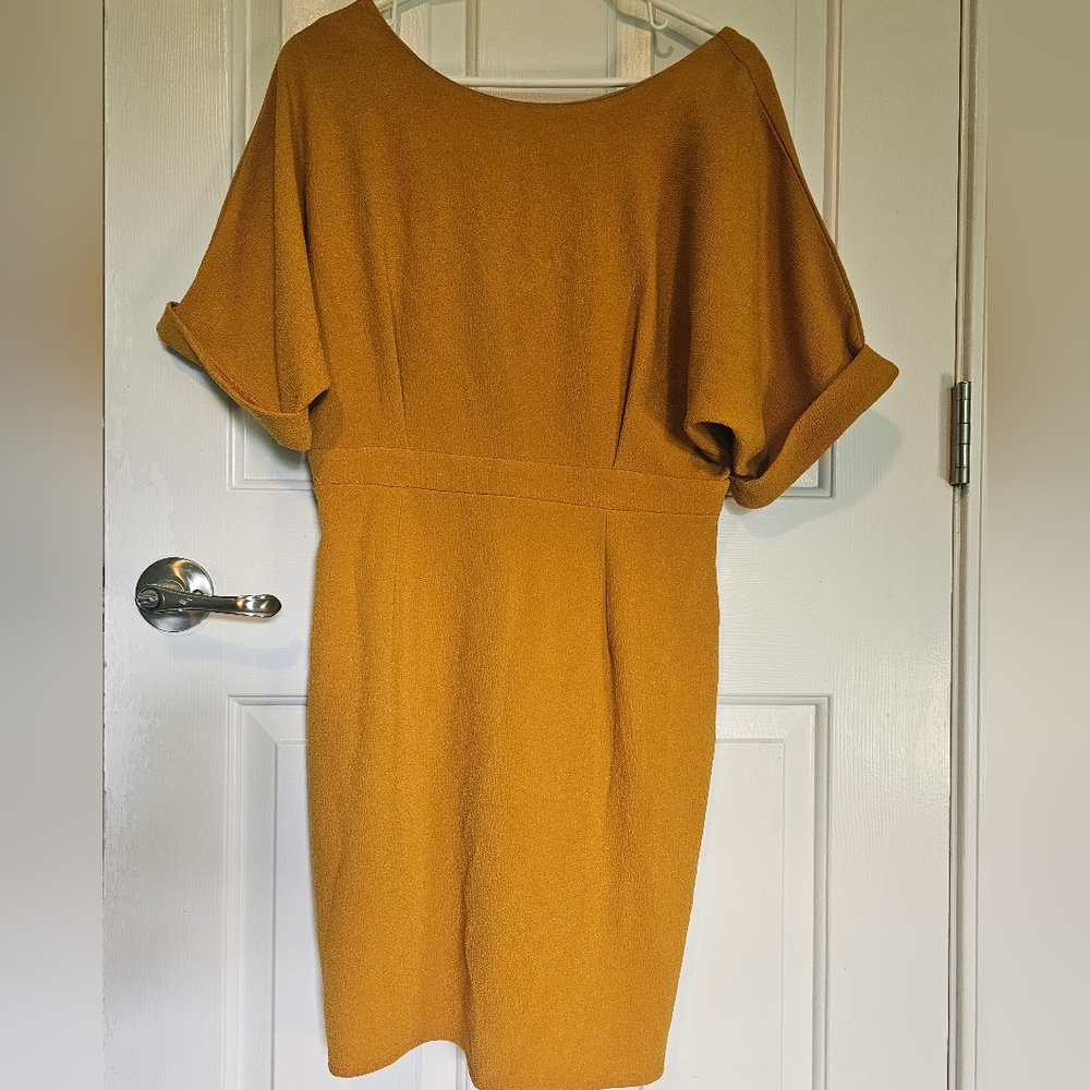 ASOS Mustard Yellow Midi Dress Women's Sz 12